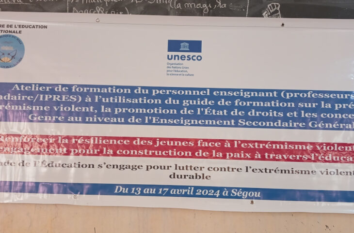 Des enseignants de Segou formés à prévenir l’extrémisme violent